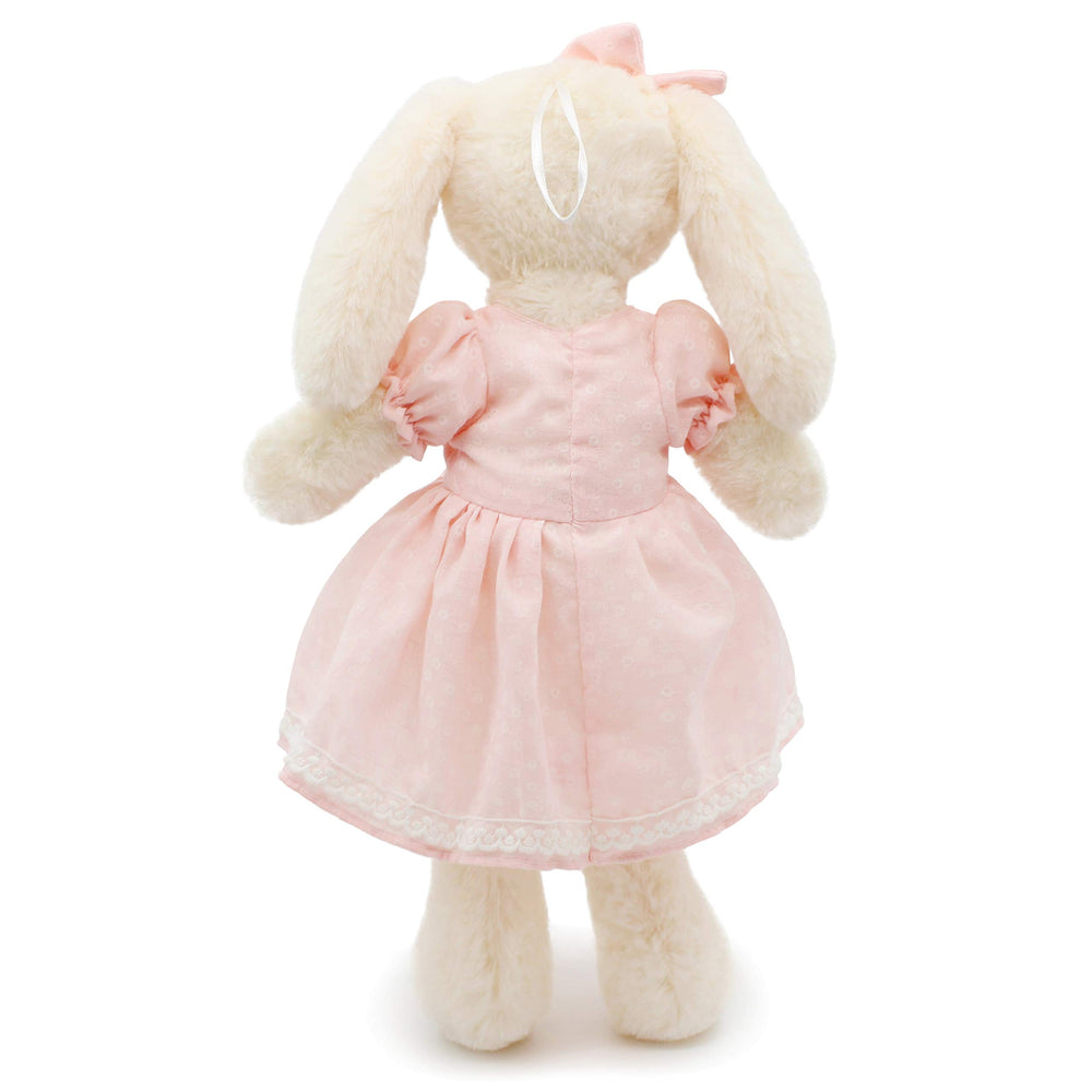 oits cute bunny in pink dress side view, great for bedtime routines