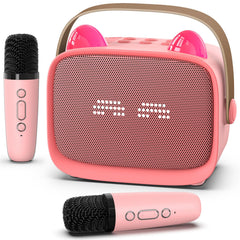 Okaloka mini karaoke with dual mics pink for family sing-alongs