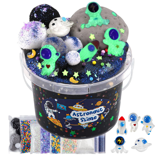 Okaybee Astronaut Galaxy Slime bucket with vibrant galaxy colors for shared play