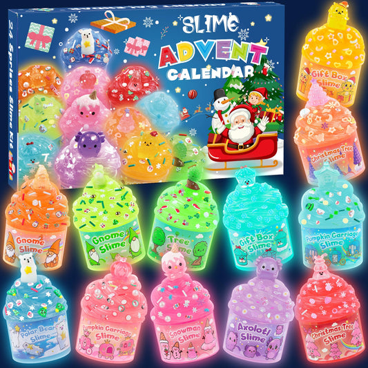 Okaybee Slime Advent Calendar 2025 glow-in-the-dark jars inspire nighttime crafts.