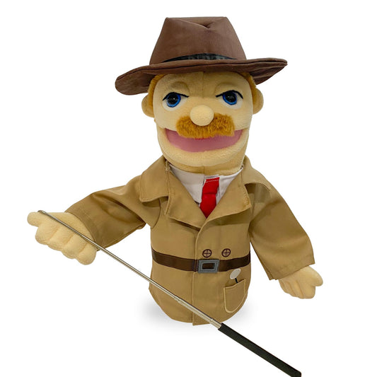 Okegztoa 16-inch detective puppet for imaginative storytelling and role-play.