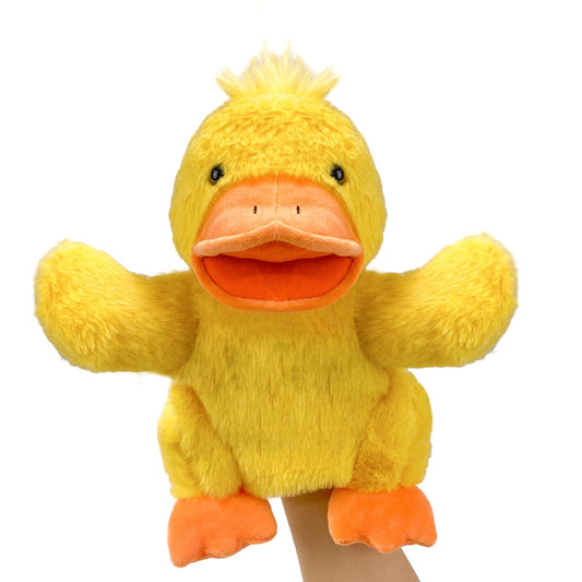 Okegztoa duck puppet 9-inch realistic design supports immersive storytelling for kids.