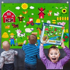 OKGIUGN 3-6-foot felt background sets a bright farm scene for open-ended play.