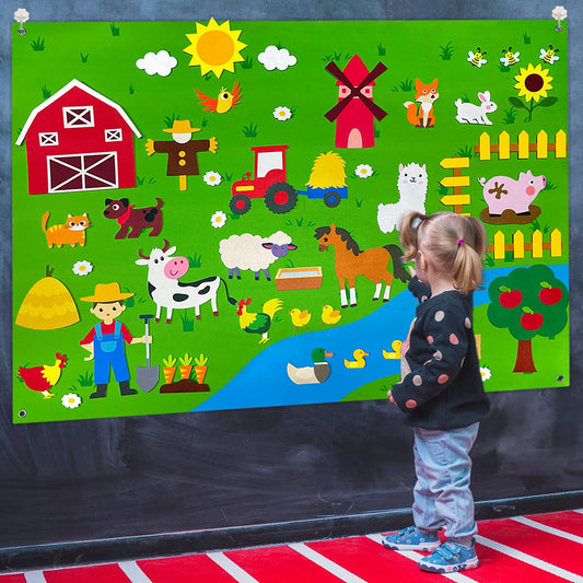 OKGIUGN farm animals story board with felt pieces boosts imaginative play and fine motor skills.