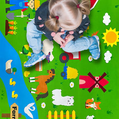 OKGIUGN farm-themed mat supports language-friendly interaction between parent and child.
