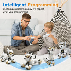 okk Robot Dog programming sequence illustrating customizable movements and routines.