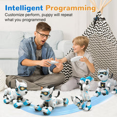 okk Robot Dog responds to voice commands for interactive learning.