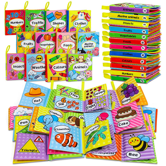 OKOOKO soft baby books set with 12 themes for sensory exploration.