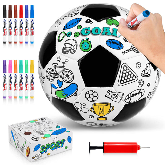 OKWUYiK color-your-own soccer ball front view invites creative customization for kids.