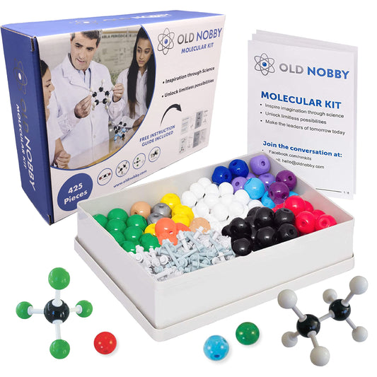 Old Nobby Chemistry Set color coded atoms and bonds for visual learning