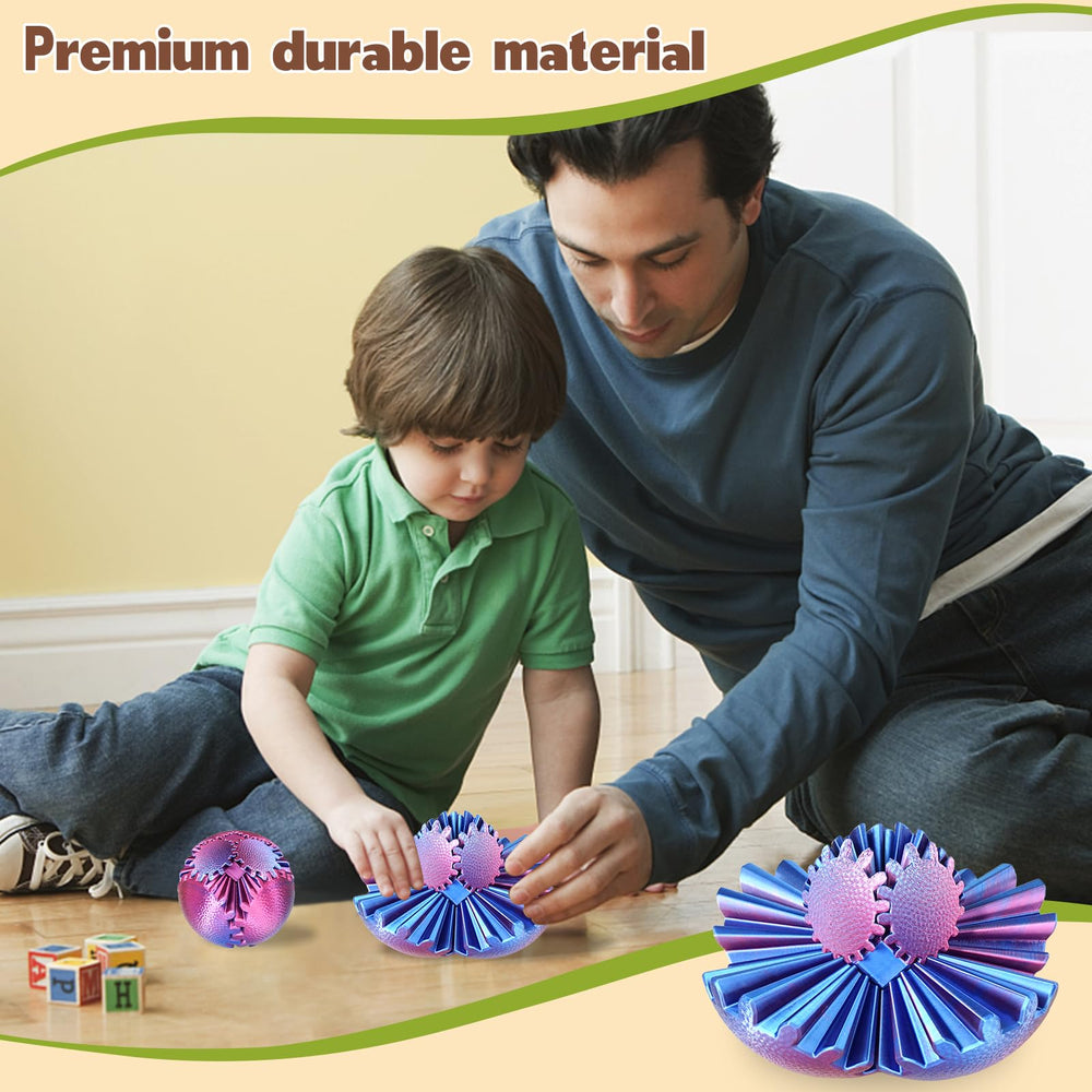 Olee Odee Gear Ball sphere rotation-action demonstrates interlocking gears for fidget focus.