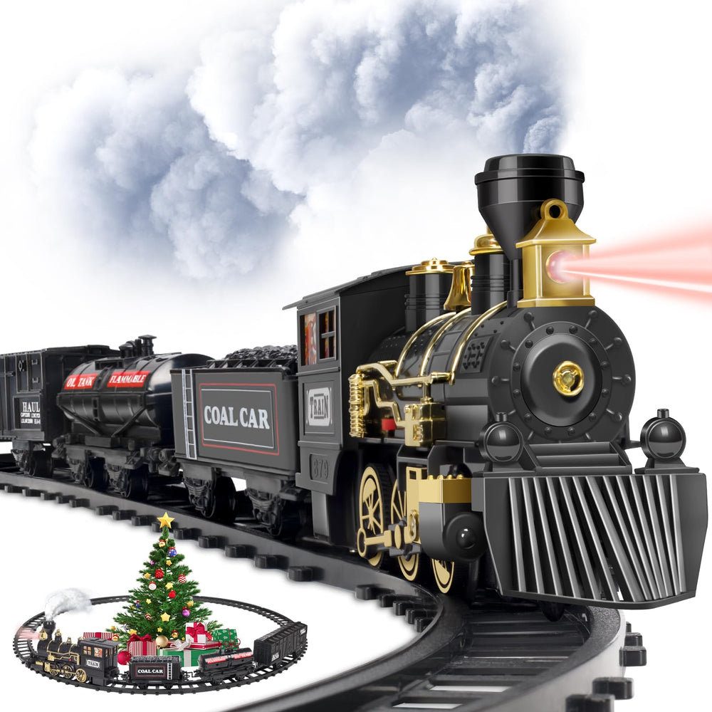 OleFun steam locomotive with lights for kid-friendly holiday playtime