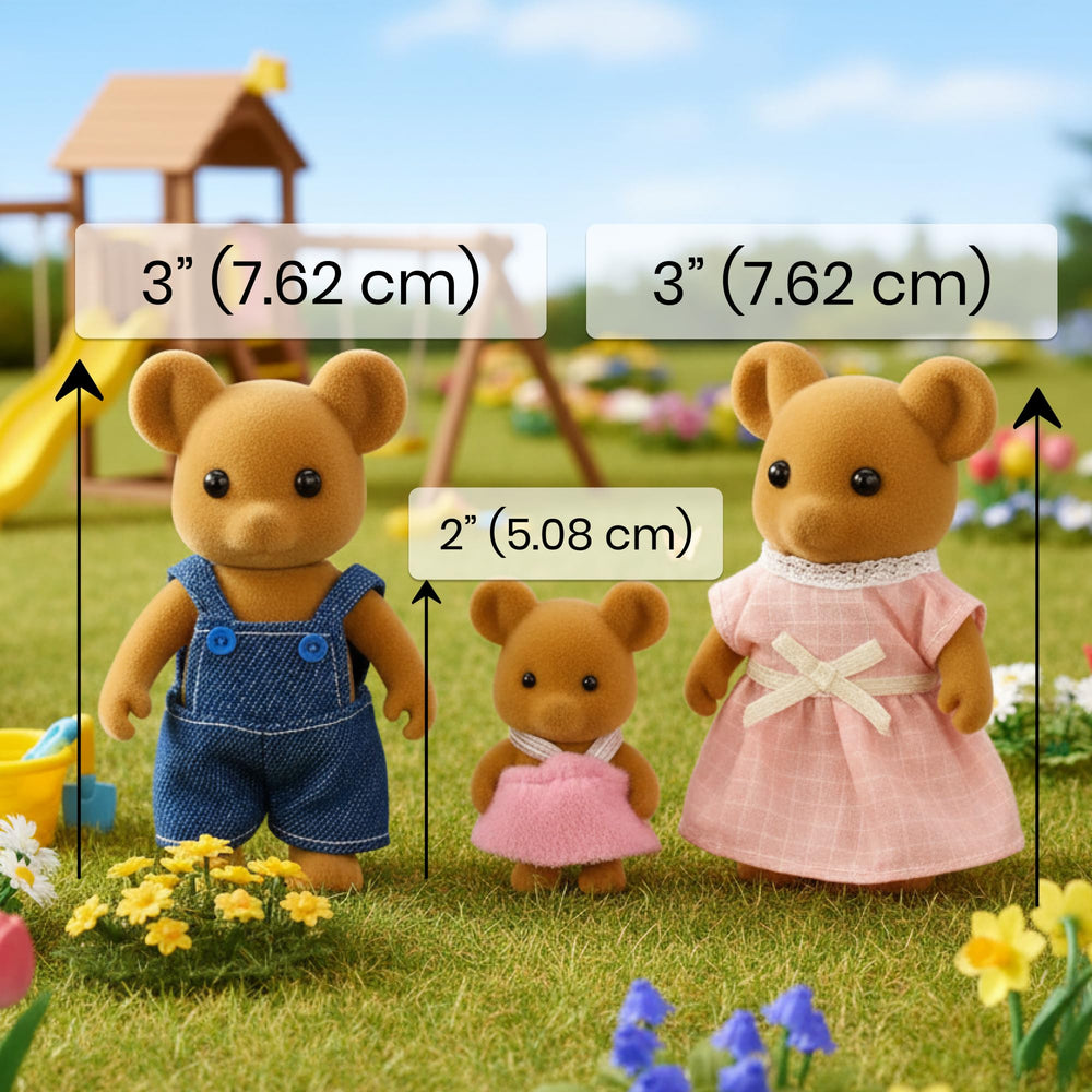 OLEOCA Bibi figure offers cozy flocking and gentle pose for small-world dollhouse scenes.