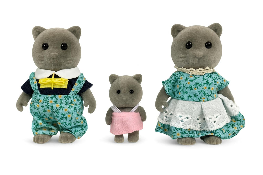 OLEOCA Meadowbrook Oliver gray cat figure shows a poseable dad for calm, imaginative play.