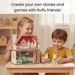 Soft flocking and cheerful colors invite gentle, welcoming play