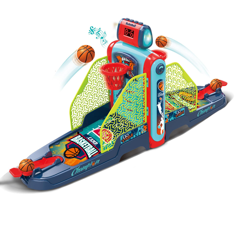 OLEOCA tabletop basketball game with two hoops for fast two-player rounds.