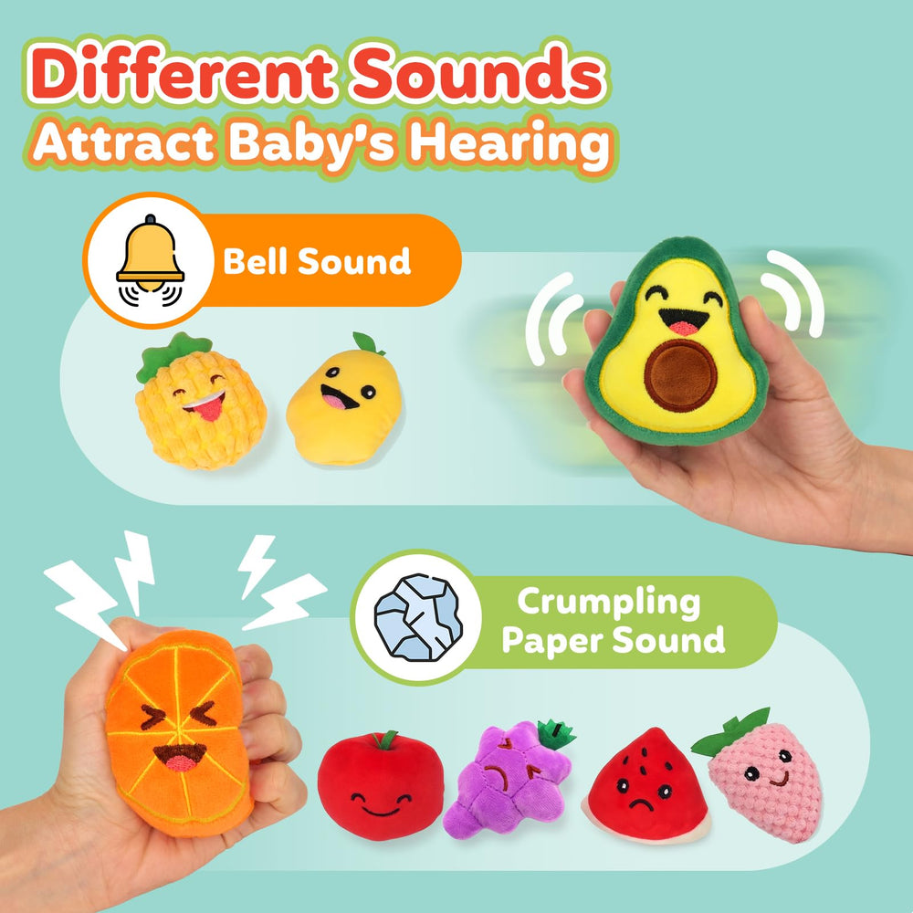 OleOletOy lemon plush sensory toy adds bright, cheerful cues for pretend snack time.