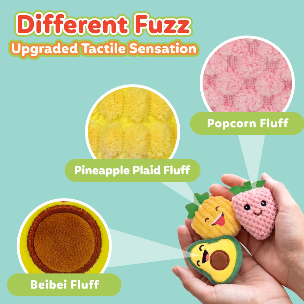 OleOletOy orange plush sensory toy offers vibrant color prompts for color learning.