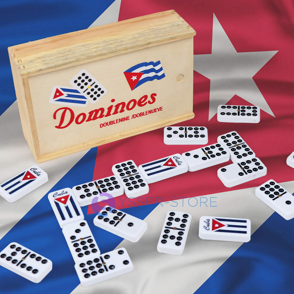 OLKIEQZ Domino Double Nine tiles feature a Cuban flag back for festive game nights.