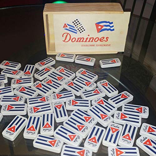 OLKIEQZ domino tiles showcase Cuban flag embroidery and durable high density plastic.