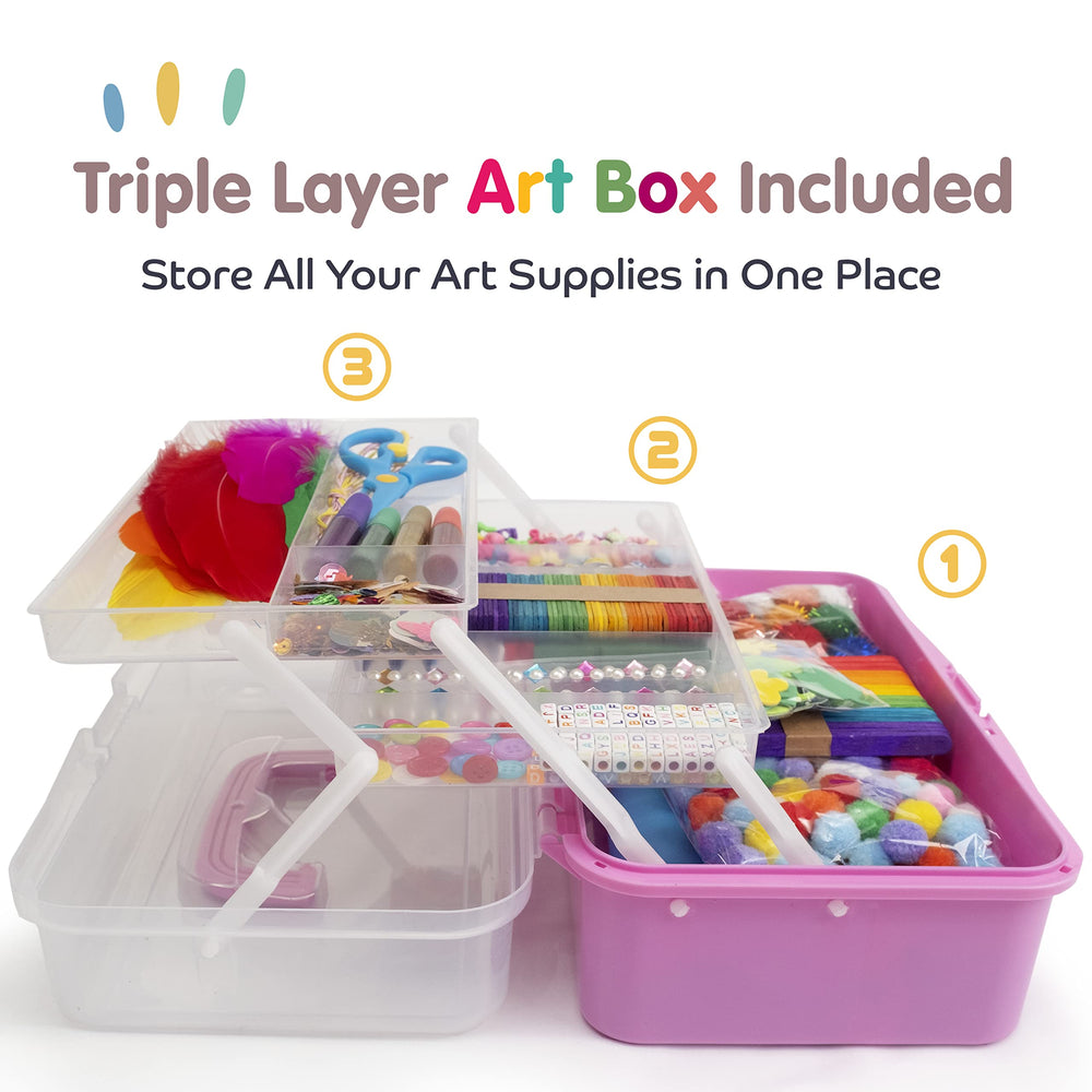 Olly Kids carry handle design for on-the-go crafting.