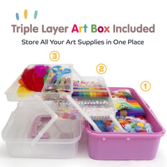 Olly Kids carry handle design for on-the-go crafting.