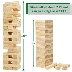 Olsa Giant Tumble Tower blocks stacked for a backyard challenge.