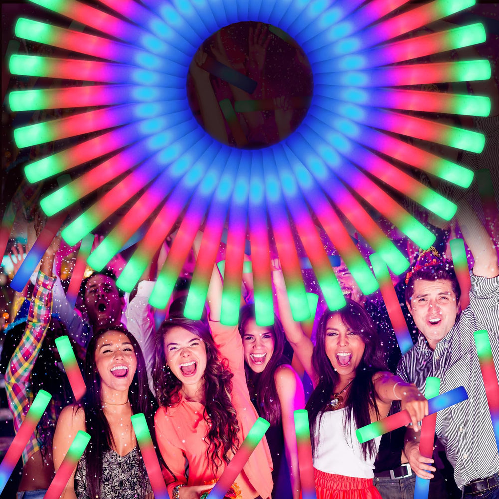 OLUPP 70-pcs LED foam glow sticks bulk ready for party decor and lighting effects