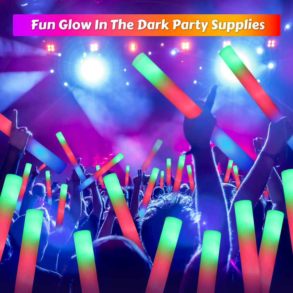 OLUPP three modes LED foam glow sticks offer dynamic flashing effects