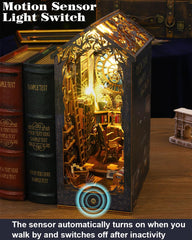 OMEPEA DIY Book Nook Kit assembly in progress demonstrates clear, user-friendly instructions