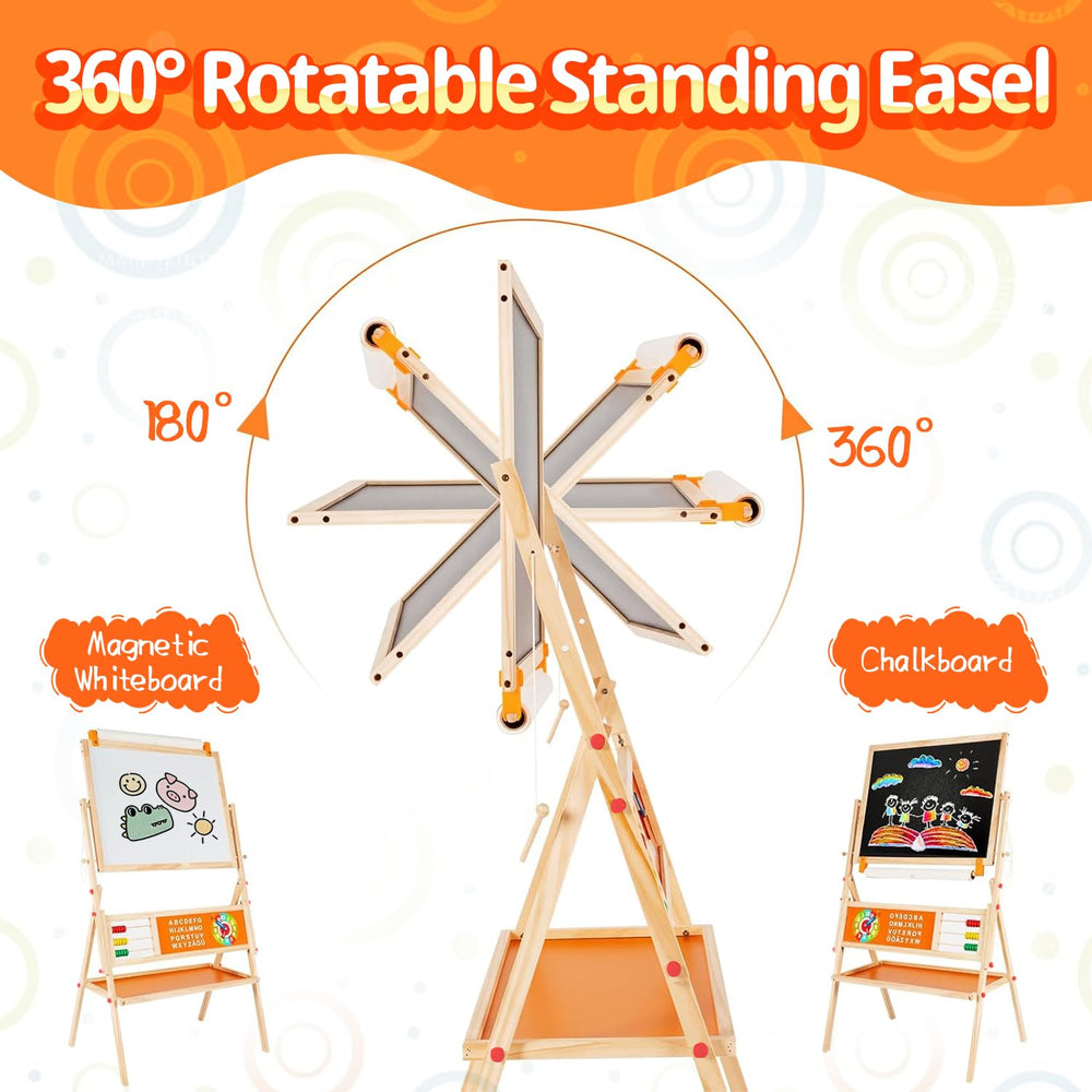 OMOTIYA easel with 360-degree rotation for easy surface switching