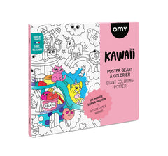 Omy giant coloring poster Kawaii with happy characters for lively wall art and creative play
