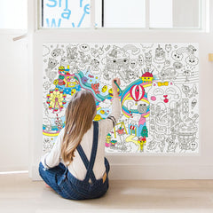 Omy giant coloring poster Kawaii large-format 40 by 28 inches for group coloring