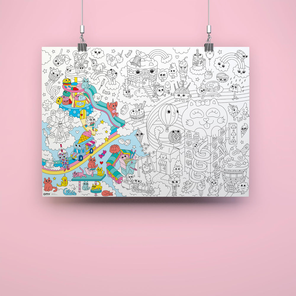 Omy giant coloring poster Kawaii pastel designs inviting detailed coloring sessions