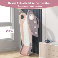 Onasti slide handrail helps tiny hands grip securely.
