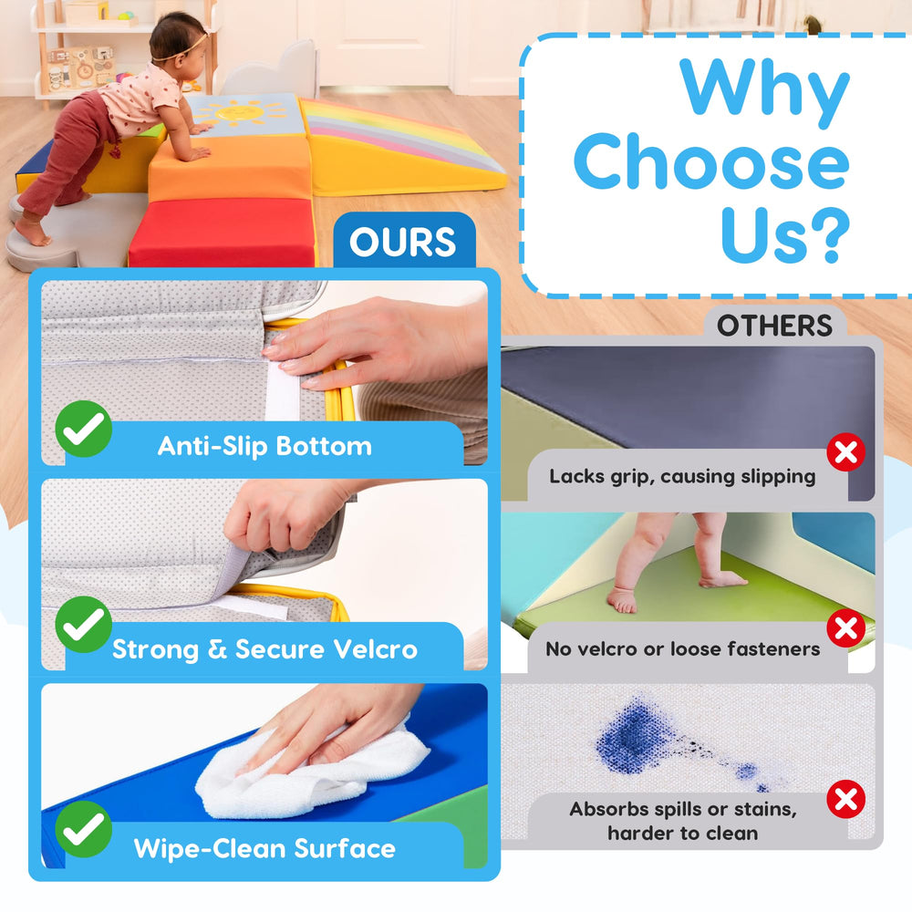 Once Upon a Cloud vegan PU leather cover, easy to wipe clean after messy sessions.