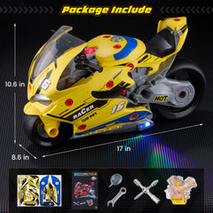 ONEANU motorcycle toy with lights and sound enhances imaginative play.