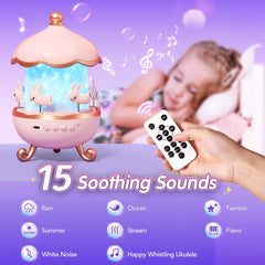 One Fire unicorn/star projection creates playful ceiling visuals for imagination.