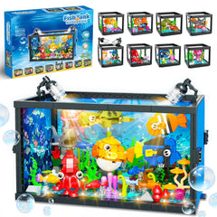 ONIMISC 8-in-1 aquarium with light setup creating dreamy night view