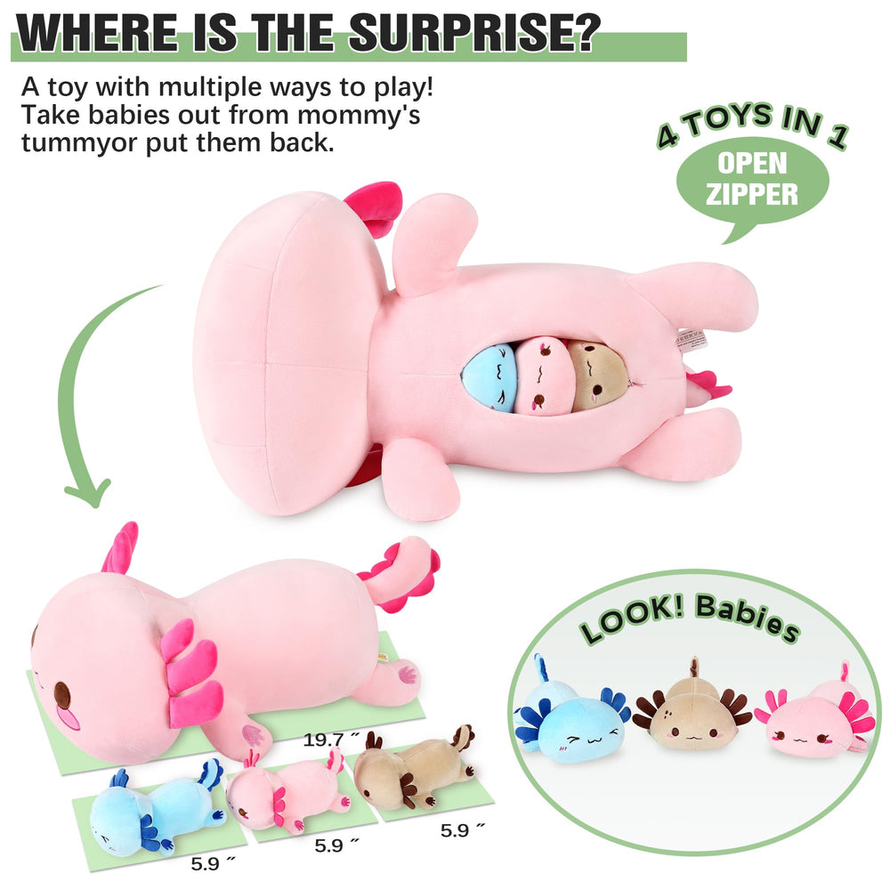 Onsoyours Axolotl Baby Pink plush 5.9 inch, daily play partner