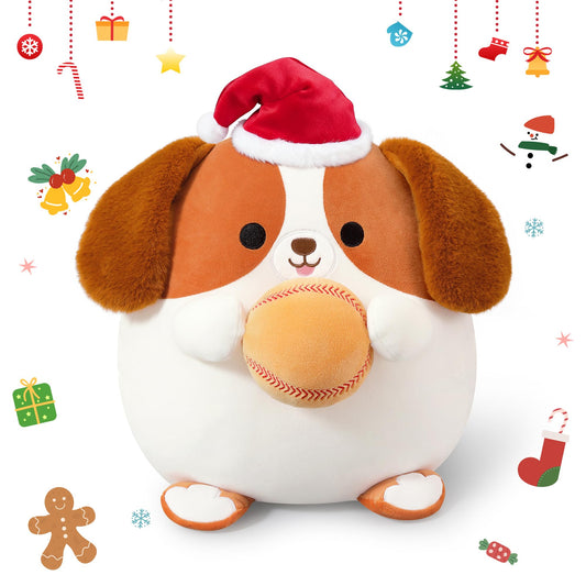Onsoyours Christmas beagle plush 12inch, perfect cuddle companion for kids and adults.