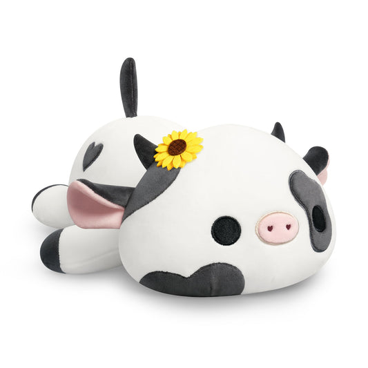 Onsoyours cow plush with sunflower headwear, 12-inch cuddly companion for kids