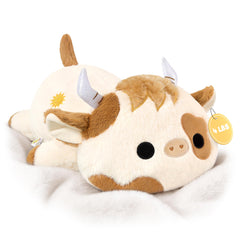 Onsoyours Highland cow plush 20in side view for soothing weighted cuddles and cozy relaxation.