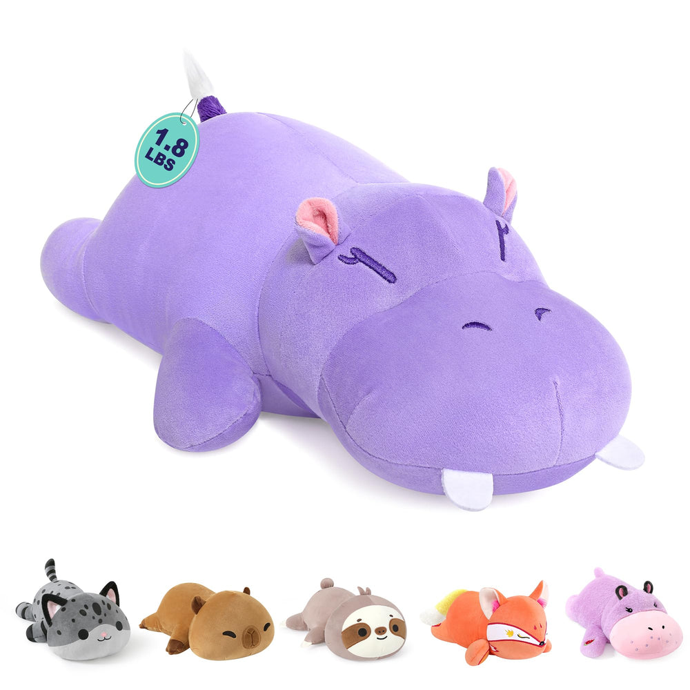 Onsoyours Hippo weighted plush, 13.8 inches, ideal for comforting hugs
