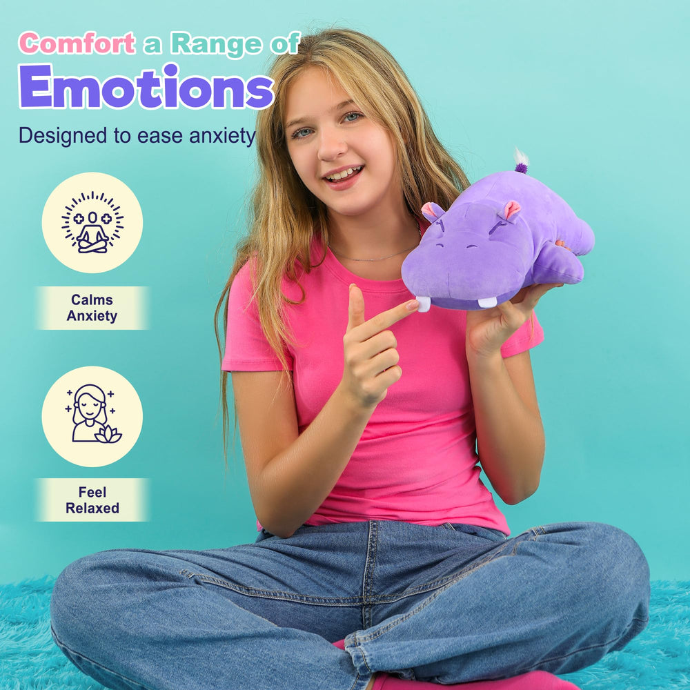 Onsoyours Hippo weighted plush arrives vacuum packed and fluffy after a quick fluff