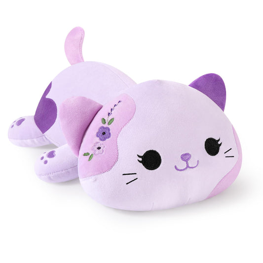Onsoyours Lavender Cat Plush front view, cozy cuddle buddy for bedtime