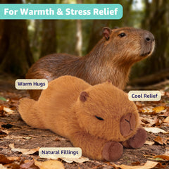 Onsoyours capybara plush heated in microwave, provides soothing warmth for neck and shoulders.