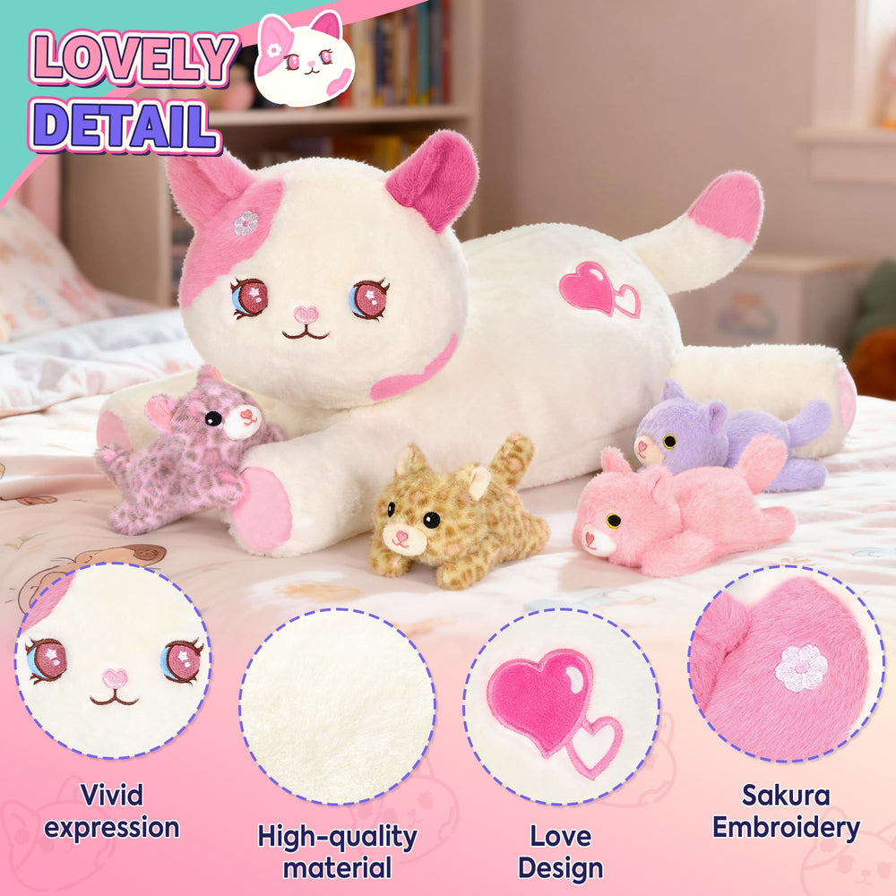 Onsoyours Sakura Mom Cat with kittens set, perfect for imaginative play.