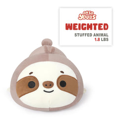 Onsoyours weighted sloth plush face detail showcasing cute expression and cuddly charm.