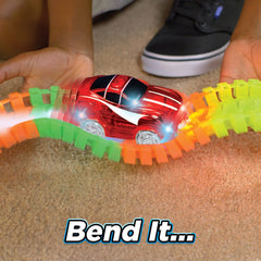 Ontel Magic Tracks glow-in-the-dark surface enhances nighttime racing fun.